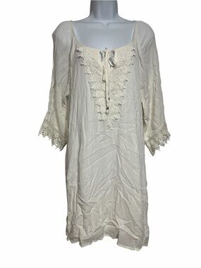 NAIF Lace and Crepe White Mini Dress Size Small Boho Wedding Bridal Festival